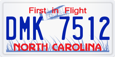 NC license plate DMK7512