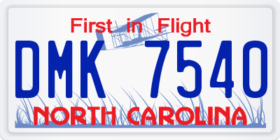 NC license plate DMK7540