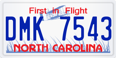 NC license plate DMK7543