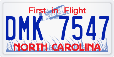 NC license plate DMK7547
