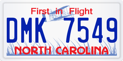 NC license plate DMK7549
