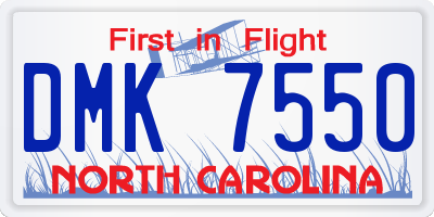 NC license plate DMK7550