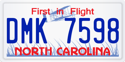 NC license plate DMK7598