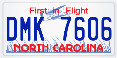 NC license plate DMK7606