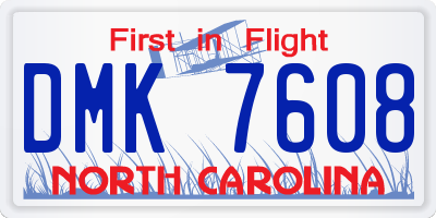 NC license plate DMK7608
