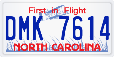 NC license plate DMK7614