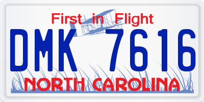NC license plate DMK7616