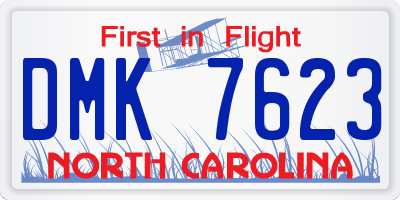 NC license plate DMK7623