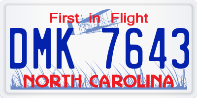 NC license plate DMK7643