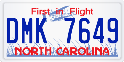 NC license plate DMK7649