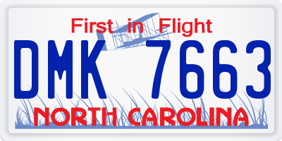 NC license plate DMK7663