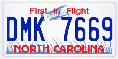 NC license plate DMK7669