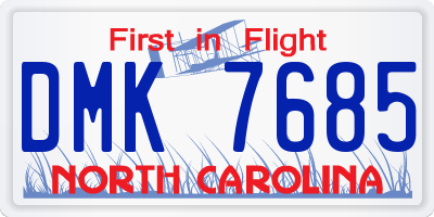 NC license plate DMK7685