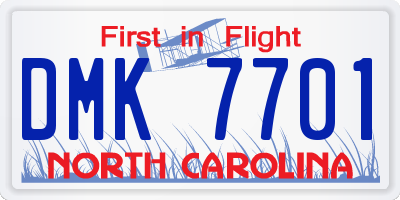 NC license plate DMK7701