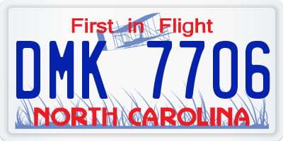 NC license plate DMK7706