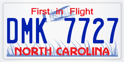 NC license plate DMK7727