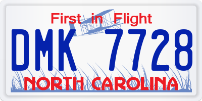 NC license plate DMK7728