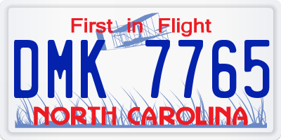 NC license plate DMK7765