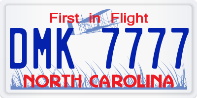 NC license plate DMK7777