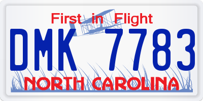 NC license plate DMK7783