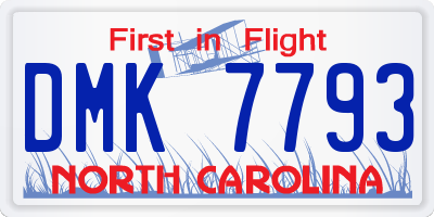 NC license plate DMK7793