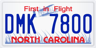 NC license plate DMK7800