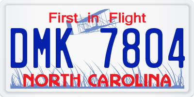 NC license plate DMK7804