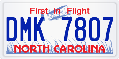 NC license plate DMK7807