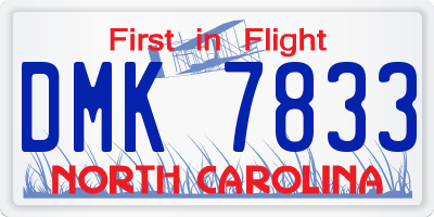 NC license plate DMK7833