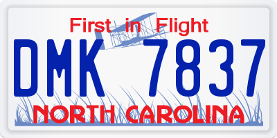 NC license plate DMK7837