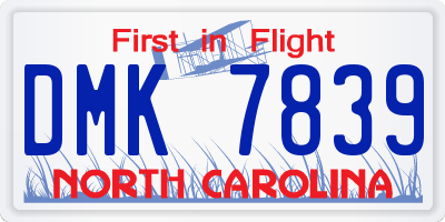 NC license plate DMK7839