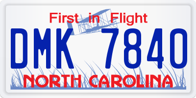 NC license plate DMK7840