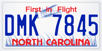 NC license plate DMK7845