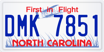 NC license plate DMK7851