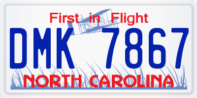 NC license plate DMK7867