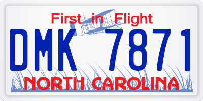 NC license plate DMK7871