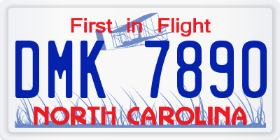 NC license plate DMK7890