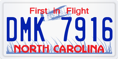 NC license plate DMK7916