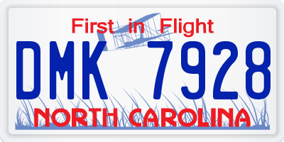 NC license plate DMK7928