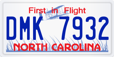 NC license plate DMK7932