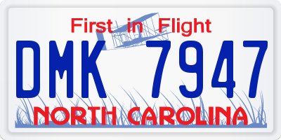 NC license plate DMK7947
