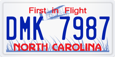 NC license plate DMK7987
