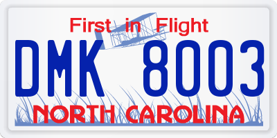 NC license plate DMK8003