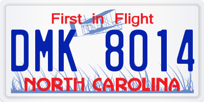 NC license plate DMK8014