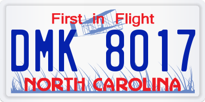 NC license plate DMK8017
