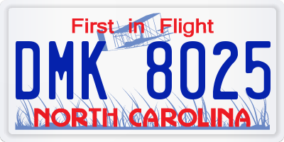NC license plate DMK8025