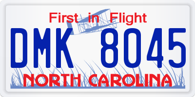 NC license plate DMK8045