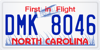 NC license plate DMK8046