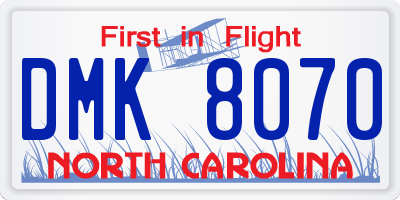 NC license plate DMK8070