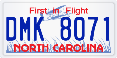NC license plate DMK8071